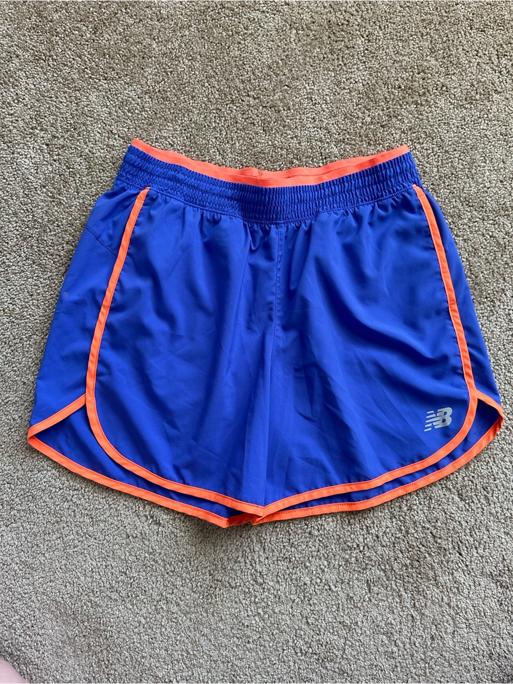 New Balance Royal Blue Athletic Shorts with Orange Trim